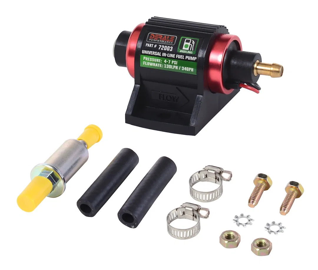 72003 – DERALE Fuel Pump Electric, In-Line Pump Diesel 7 PSI Maximum Pressure 130 LPH Flow Rate Rotary Vane With Pump...
